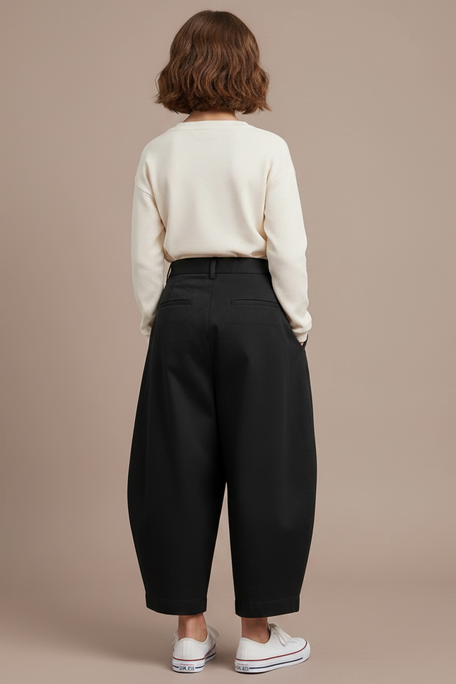 Pantalon Chino Noir Ample Plissé Coton Enfant - vue 2