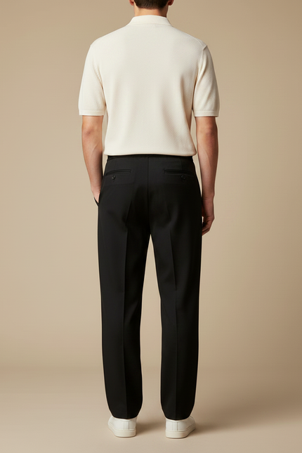 Pantalon Chino Noir Droit Cordon Décontracté Homme - Gabardine - vue 2
