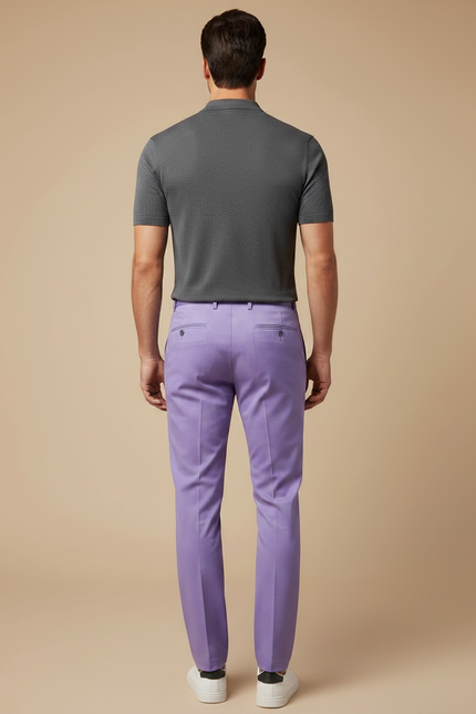 Pantalon Chino Violet Slim Élégant Homme - Gabardine - vue 2