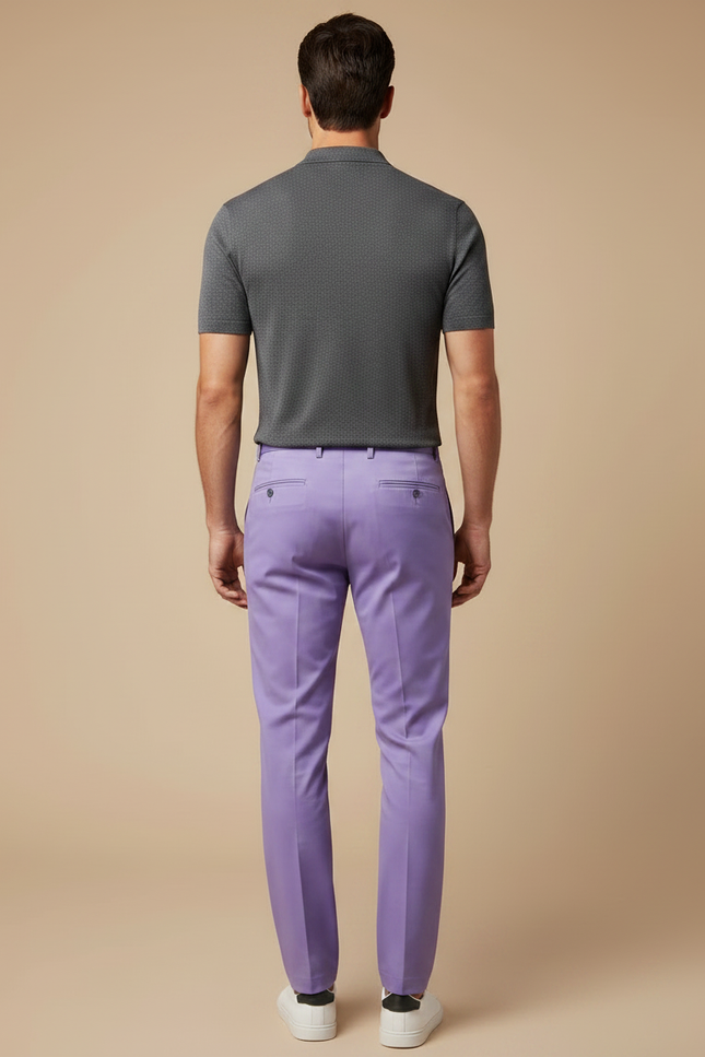 Pantalon Chino Violet Slim Élégant Homme - Gabardine - vue 2
