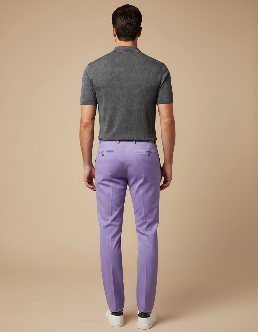Pantalon Chino Violet Slim Élégant Homme - Gabardine - vue 2