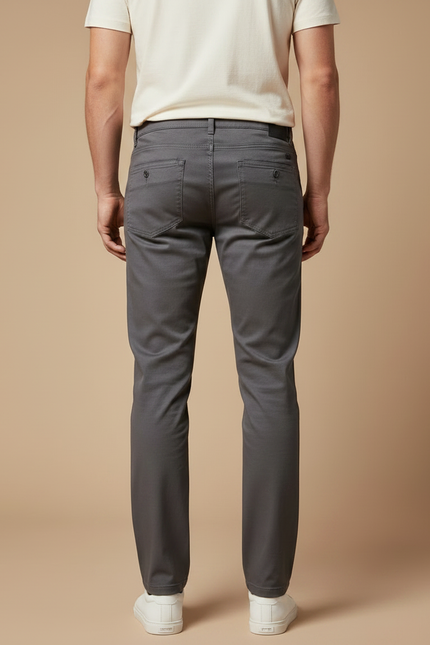 Pantalon Chino Gris Coton Slim Stretch Homme - vue 2