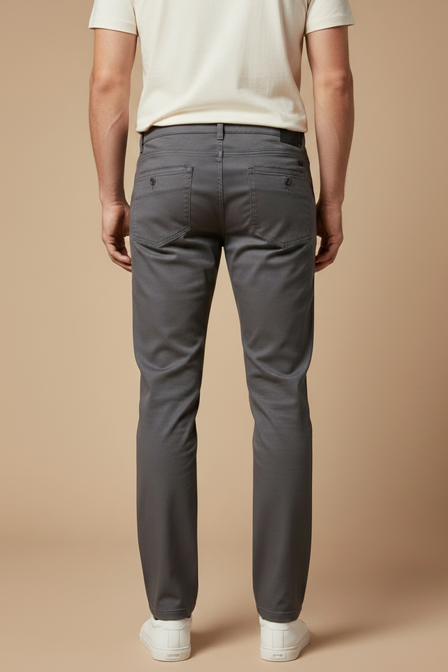 Pantalon Chino Gris Coton Slim Stretch Homme - vue 2
