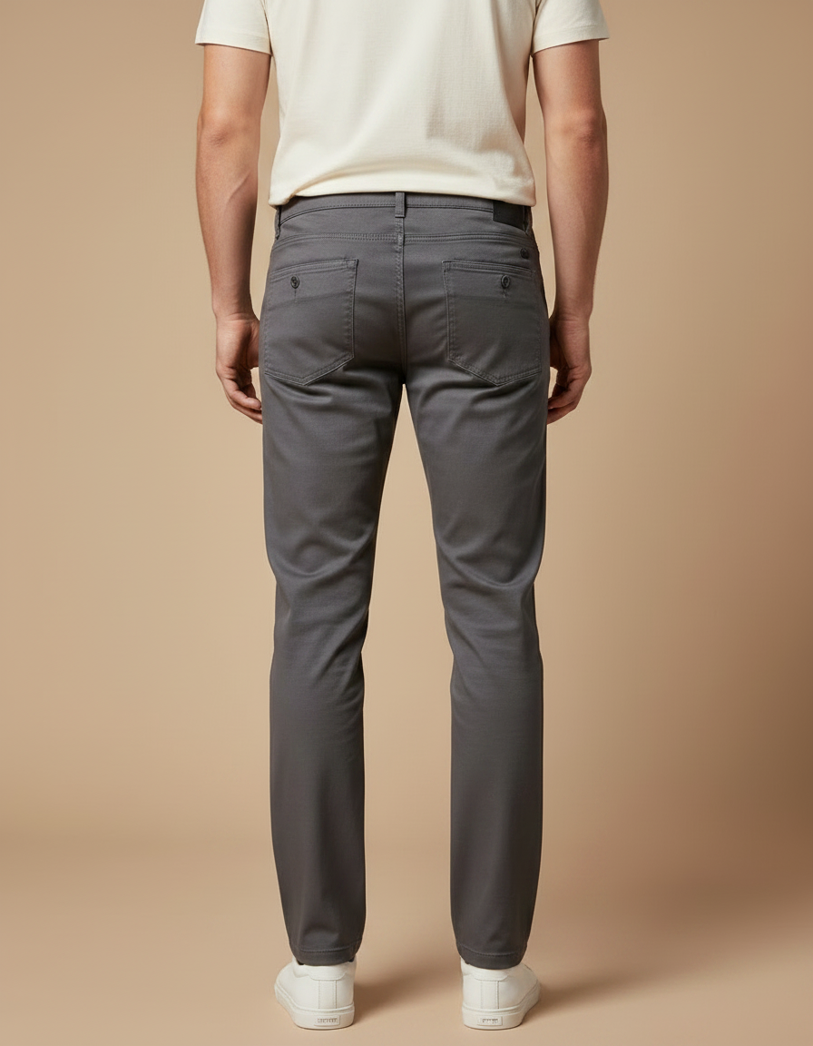 Pantalon Chino Gris Coton Slim Stretch Homme - vue 2