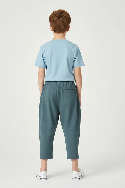 Pantalon Chino Bleu Canard Ample Décontracté Enfant - Coton - vue 2