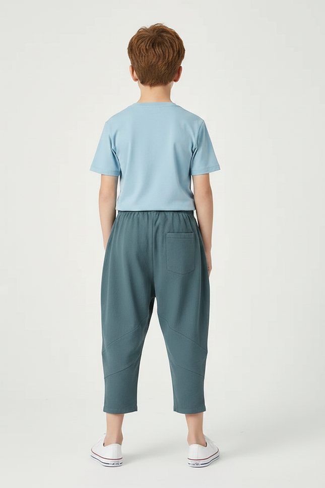 Pantalon Chino Bleu Canard Ample Décontracté Enfant - Coton - vue 2