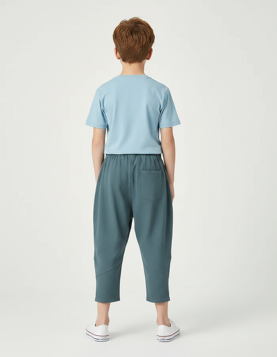 Pantalon Chino Bleu Canard Ample Décontracté Enfant - Coton - vue 2