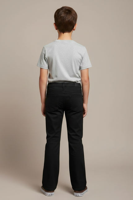 Pantalon Chino Noir Évasé Coton Garçon Décontracté - vue 2