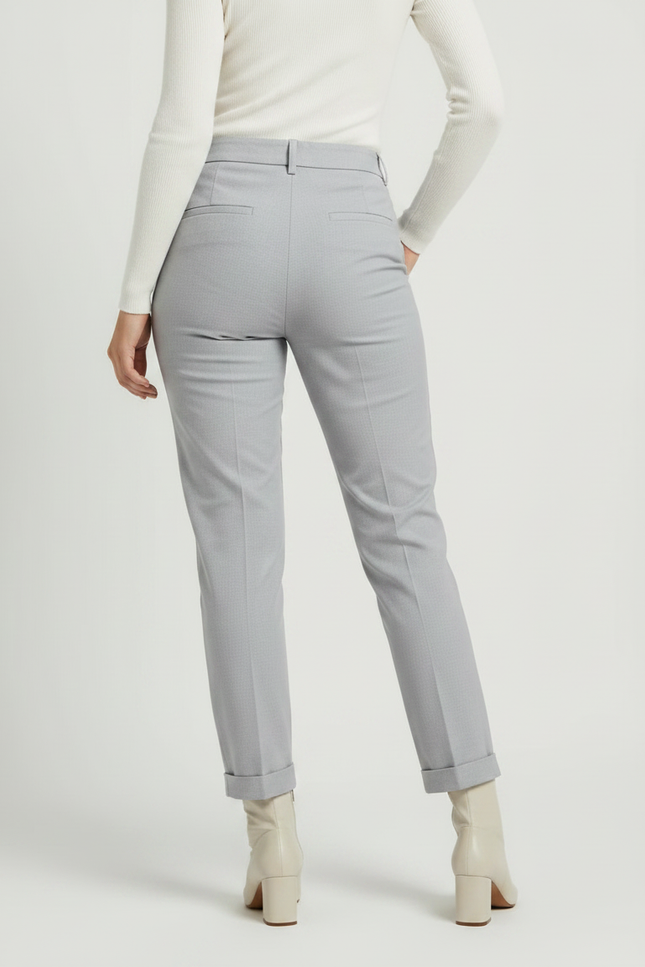 Pantalon Chino Gris Clair Ajusté Élégant Femme - Gabardine - vue 2