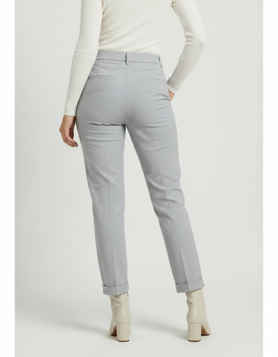 Pantalon Chino Gris Clair Ajusté Élégant Femme - Gabardine - vue 2