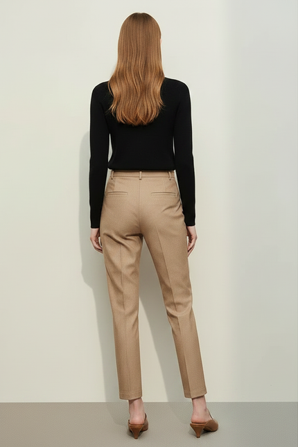 Pantalon Chino Cropped - Camel Gabardine - vue 2