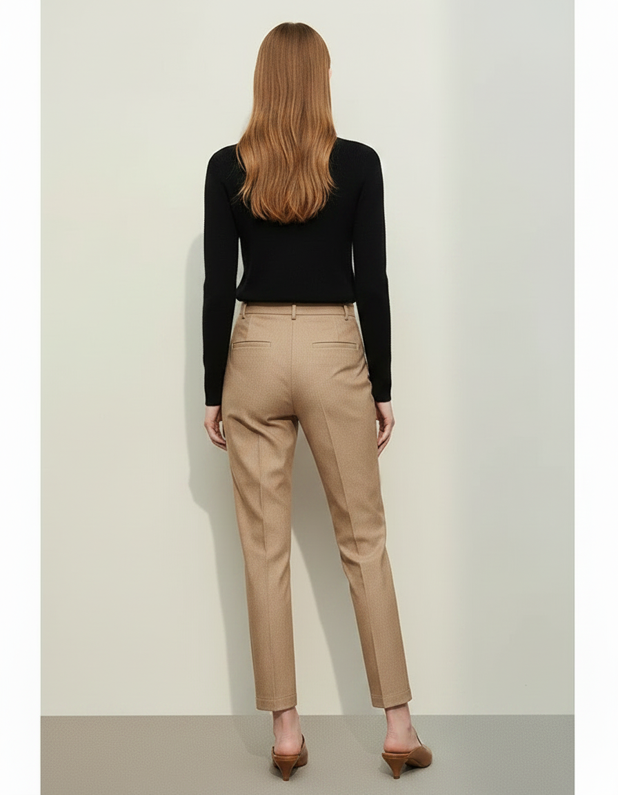 Pantalon Chino Cropped - Camel Gabardine - vue 2
