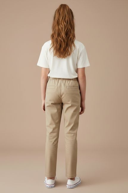 Pantalon Chino Beige Élastique Enfant Décontracté Ajusté - Gabardine - vue 2