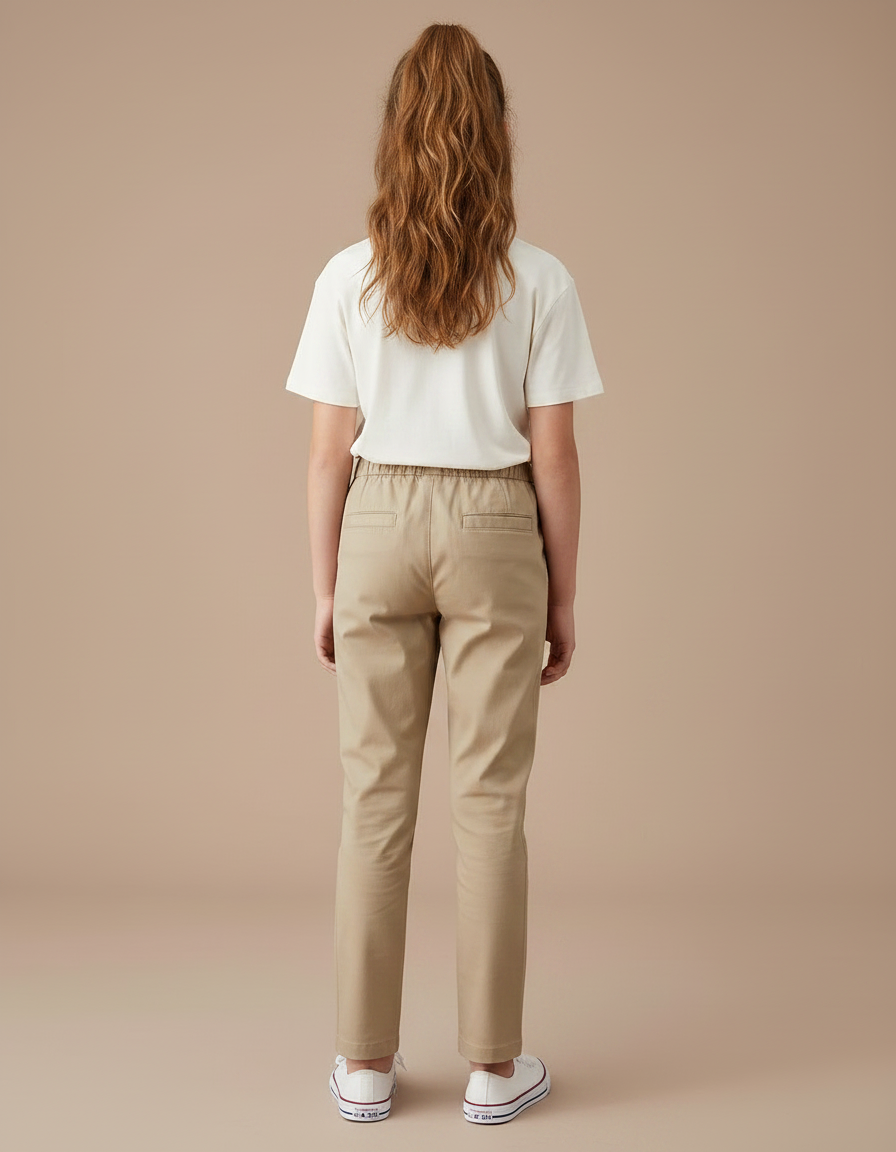 Pantalon Chino Beige Élastique Enfant Décontracté Ajusté - Gabardine - vue 2