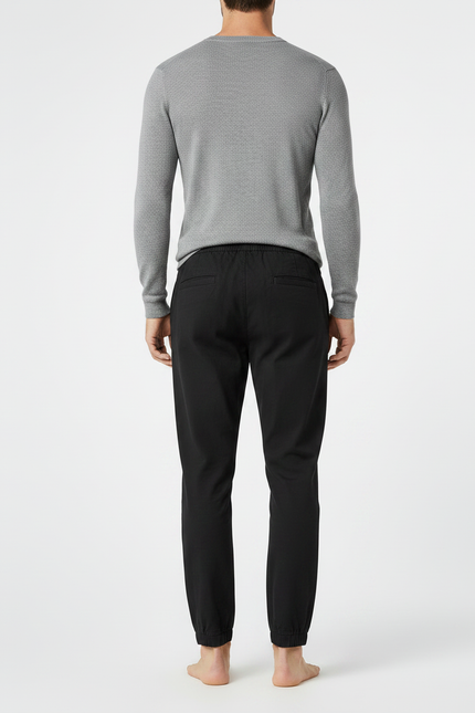 Pantalon Chino Noir Cordon Ample Coton Jogger - vue 2