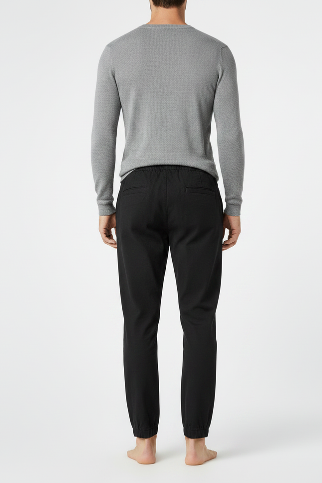 Pantalon Chino Noir Cordon Ample Coton Jogger - vue 2