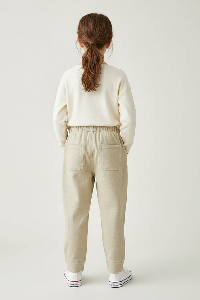 Pantalon Chino Fille Beige Tapered - Toile - vue 2
