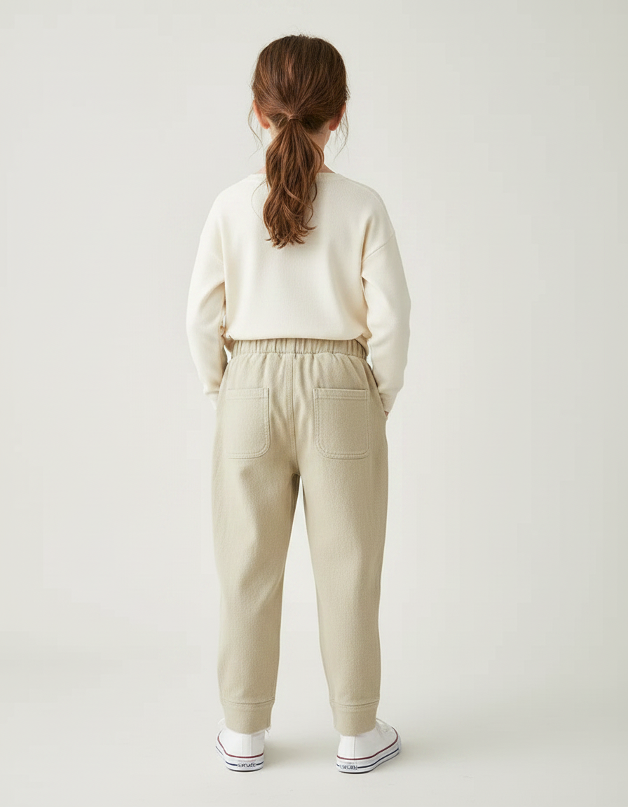 Pantalon Chino Fille Beige Tapered - Toile - vue 2