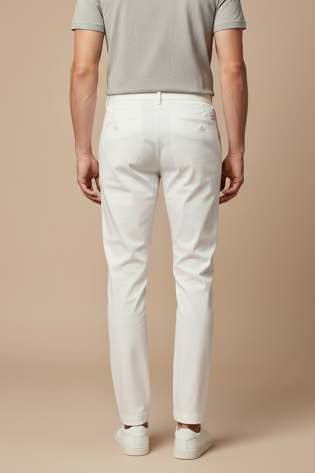 Pantalon Chino Blanc Homme Slim Coton Élégant Décontracté - vue 2