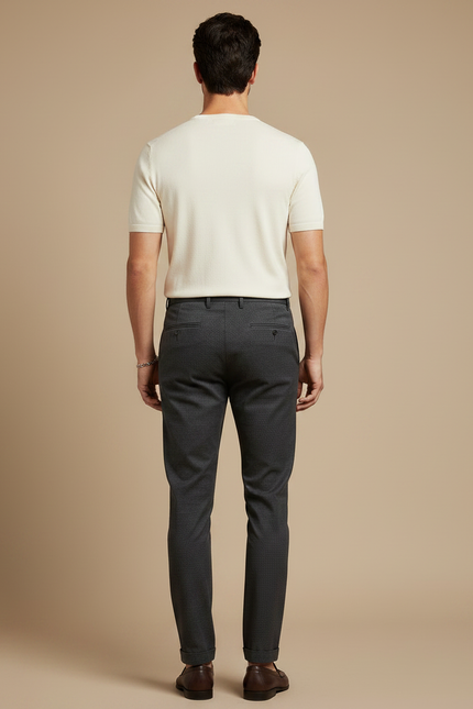 Pantalon Chino Gris Anthracite Slim Décontracté Homme - Gabardine - vue 2