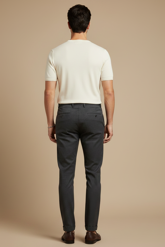 Pantalon Chino Gris Anthracite Slim Décontracté Homme - Gabardine - vue 2