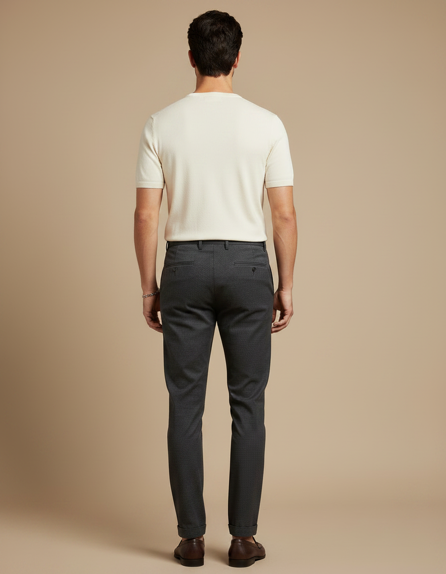 Pantalon Chino Gris Anthracite Slim Décontracté Homme - Gabardine - vue 2