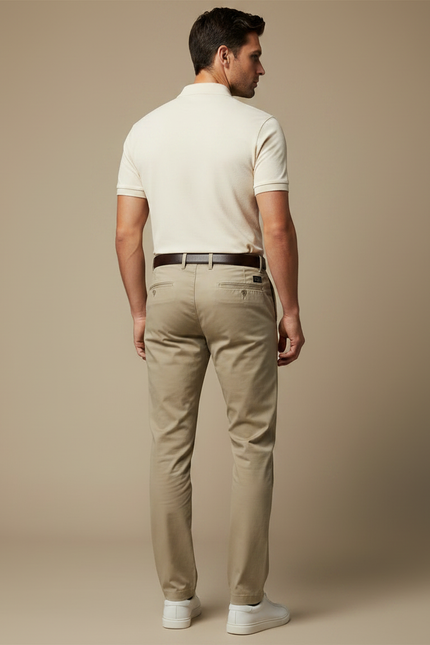 Pantalon Chino Beige Homme Coupe Droite Décontracté - Gabardine - vue 2