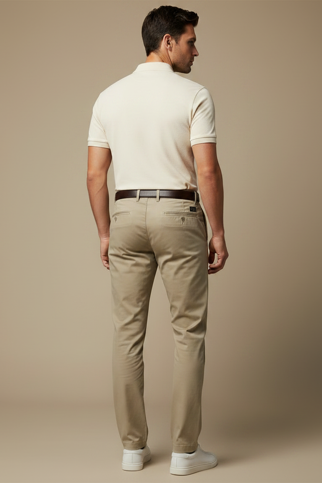 Pantalon Chino Beige Homme Coupe Droite Décontracté - Gabardine - vue 2