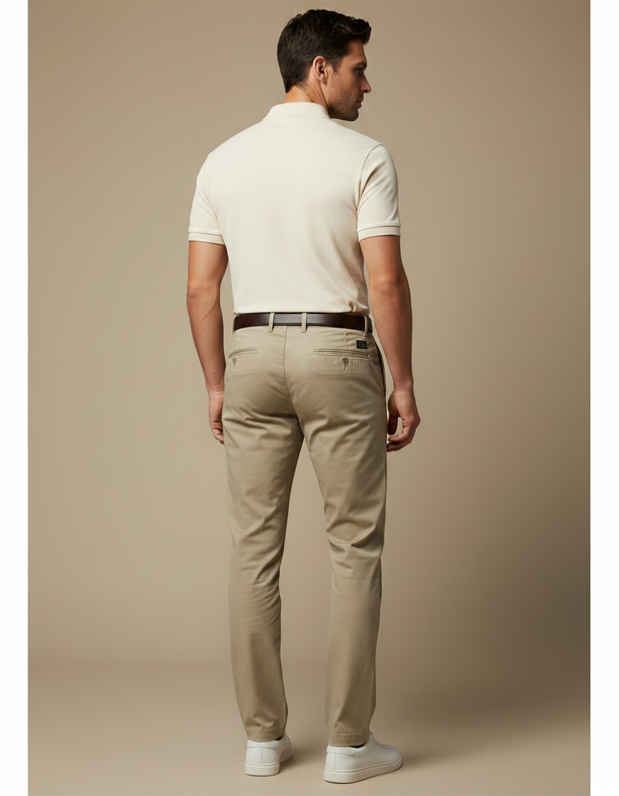 Pantalon Chino Beige Homme Coupe Droite Décontracté - Gabardine - vue 2