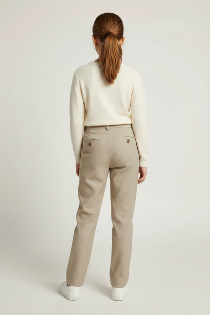 Pantalon Chino Beige Coupe Droite Élégant Fille - Tweed - vue 2