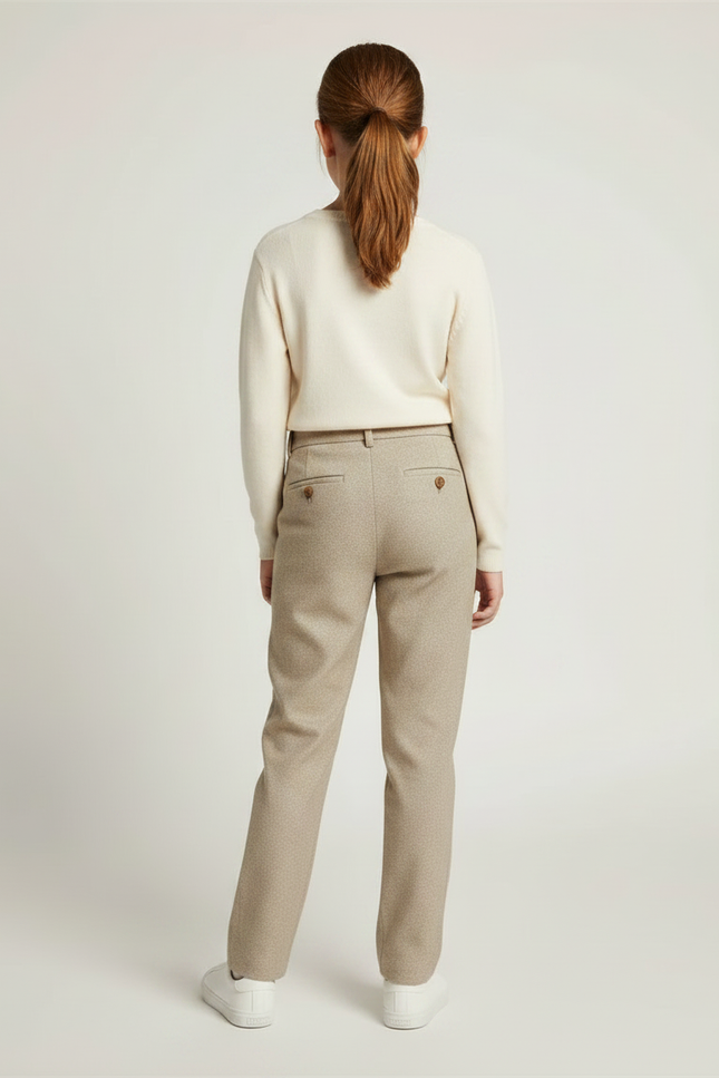 Pantalon Chino Beige Coupe Droite Élégant Fille - Tweed - vue 2