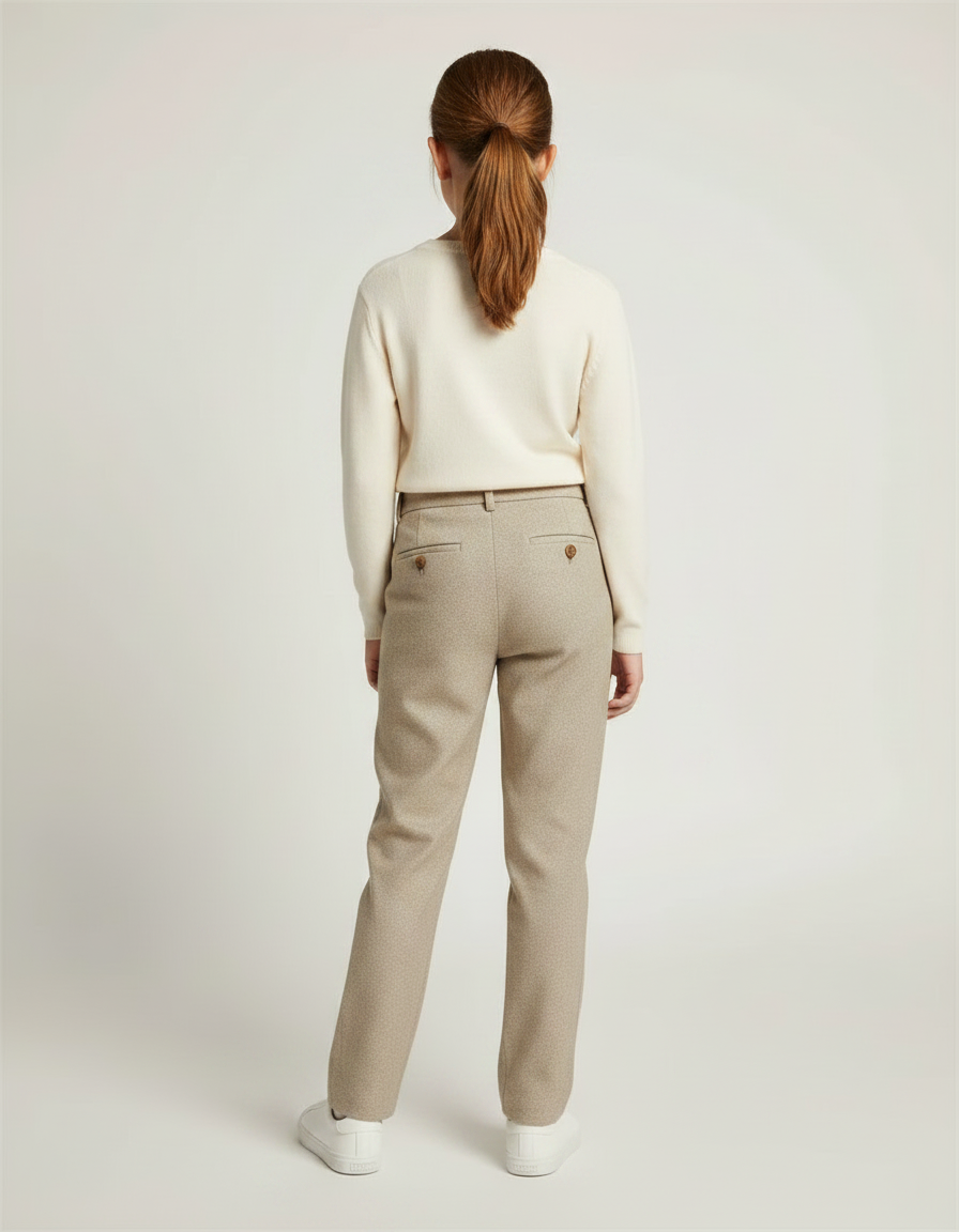 Pantalon Chino Beige Coupe Droite Élégant Fille - Tweed - vue 2