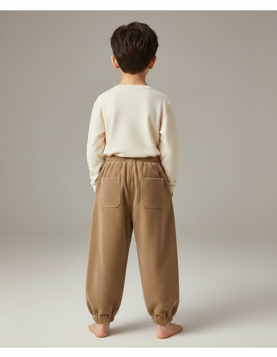 Pantalon Chino Côtelé Marron Ample Garçon Décontracté - Cordé - vue 2
