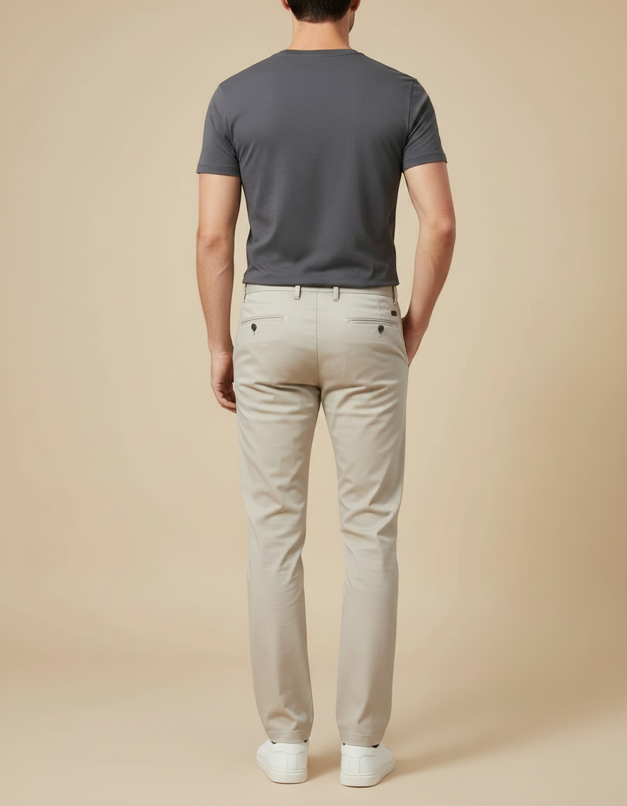 Pantalon Chino Homme Ete - Beige Coton - vue 2