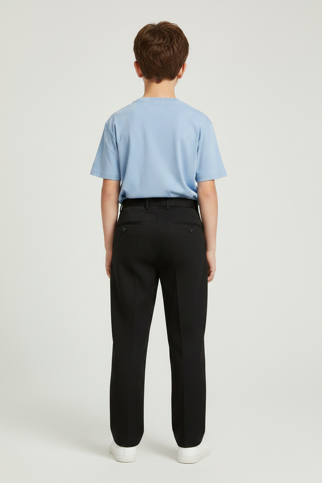 Pantalon Chino Noir Ample Droit Enfant Décontracté - Gabardine - vue 2