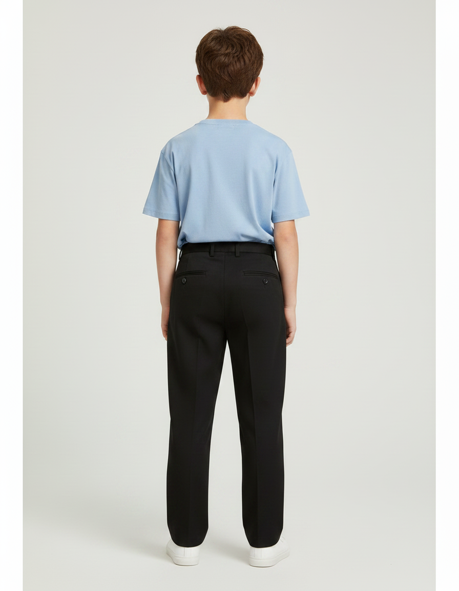 Pantalon Chino Noir Ample Droit Enfant Décontracté - Gabardine - vue 2