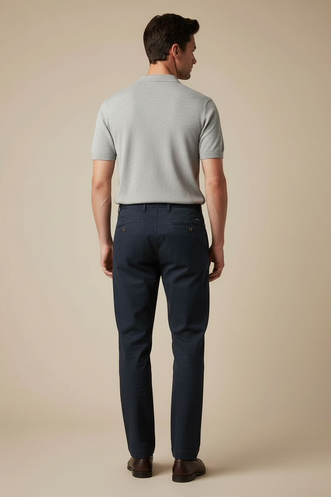 Pantalon Chino Droit - Marine Coton - vue 2