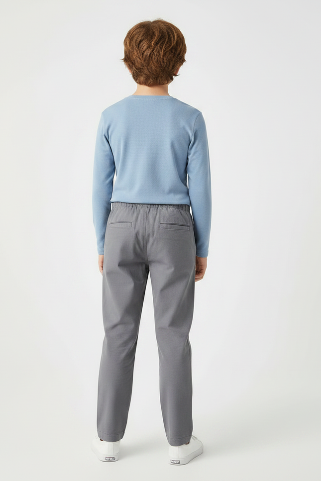 Pantalon Chino Gris Coton Décontracté Garçon Cordon - vue 2