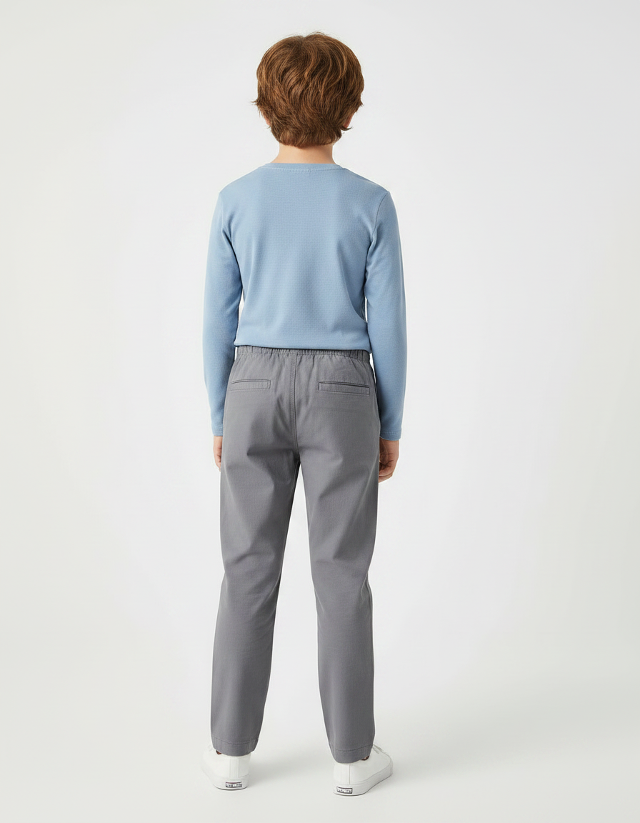 Pantalon Chino Gris Coton Décontracté Garçon Cordon - vue 2
