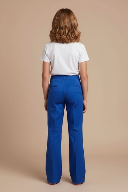 Pantalon Chino Bleu Royal Évasé Taille Haute Élégant - Gabardine - vue 2