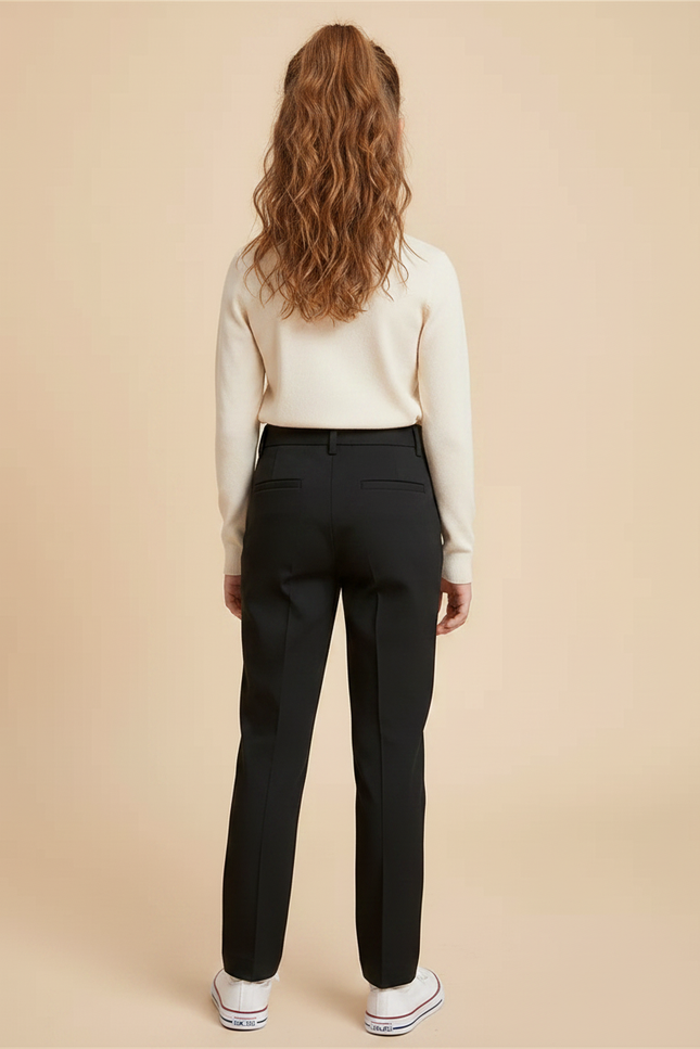 Pantalon Chino Noir Droit Élégant Enfant - Gabardine - vue 2