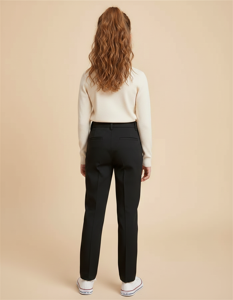 Pantalon Chino Noir Droit Élégant Enfant - Gabardine - vue 2