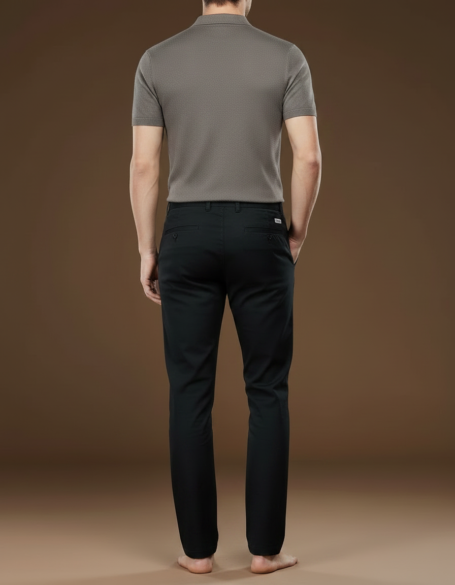 Pantalon Chino Homme Noir Droit - Coton - vue 2
