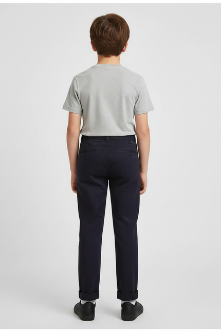 Pantalon Chino Marine Coton Droit Garçon Élégant - vue 2