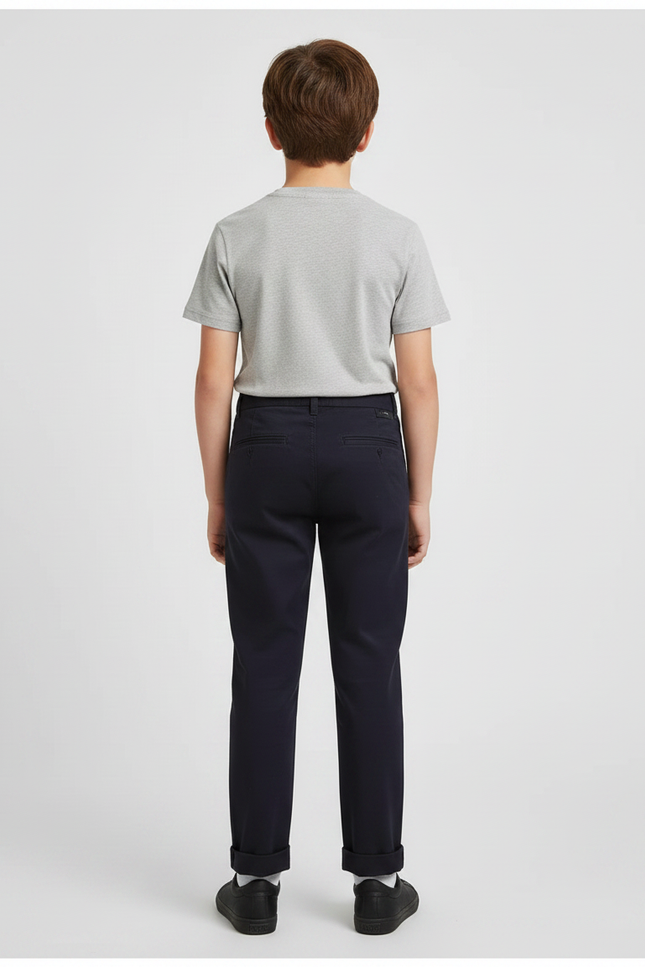 Pantalon Chino Marine Coton Droit Garçon Élégant - vue 2