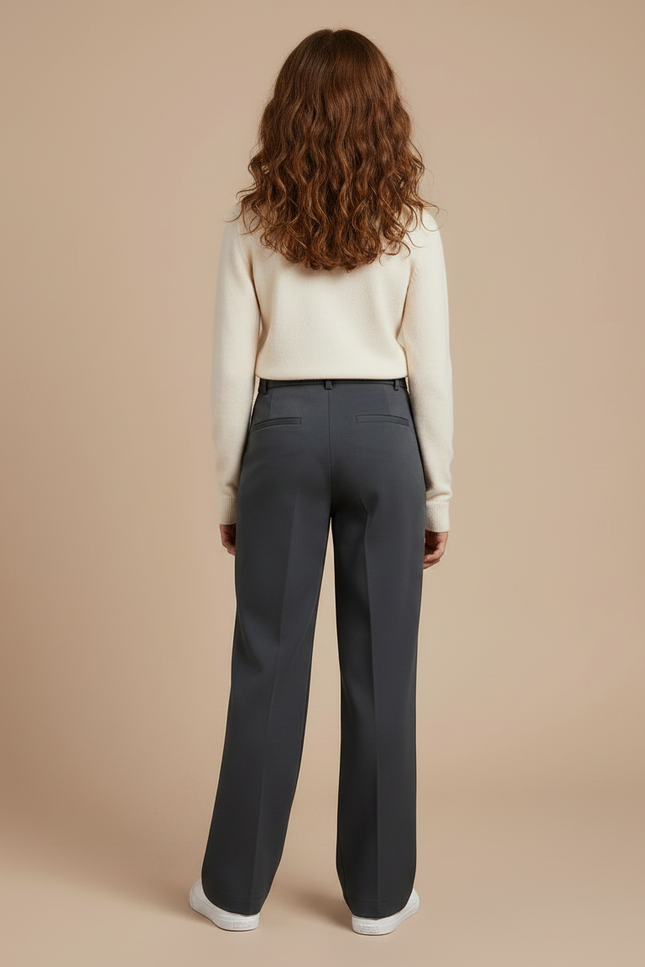 Pantalon Chino Gris Droit Ample Plissé Enfant - Gabardine - vue 2