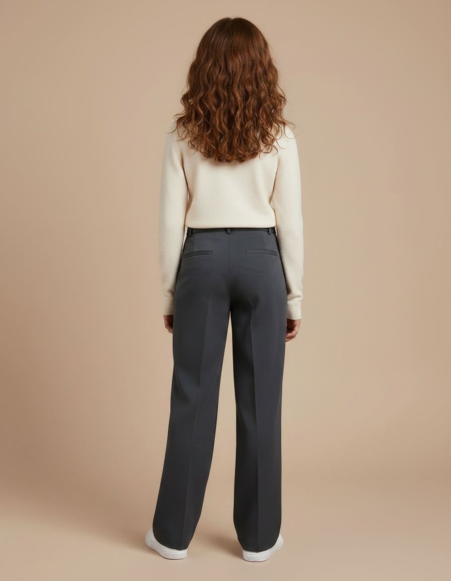 Pantalon Chino Gris Droit Ample Plissé Enfant - Gabardine - vue 2