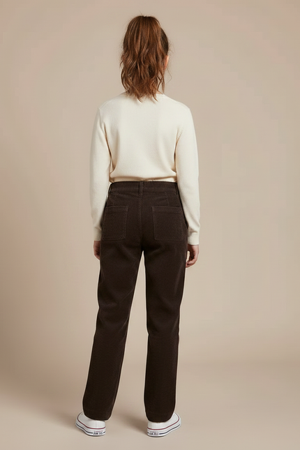 Pantalon Chino Côtelé Marron Droit Décontracté Enfant - Cordé - vue 2