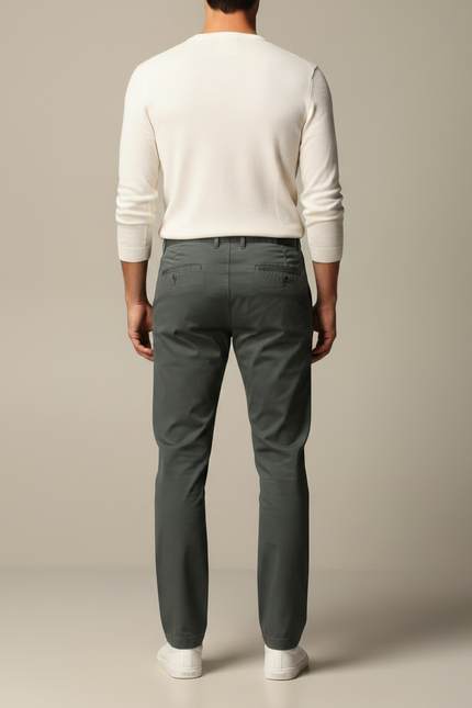 Pantalon Chino Homme Coton Vert Slim Décontracté - vue 2