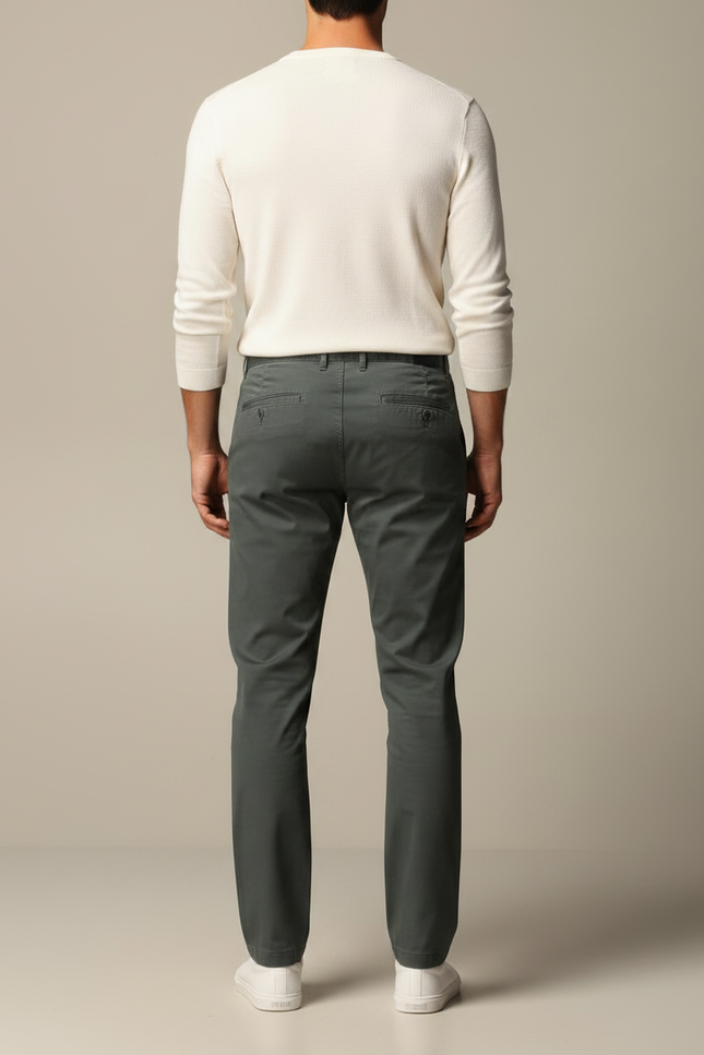 Pantalon Chino Homme Coton Vert Slim Décontracté - vue 2